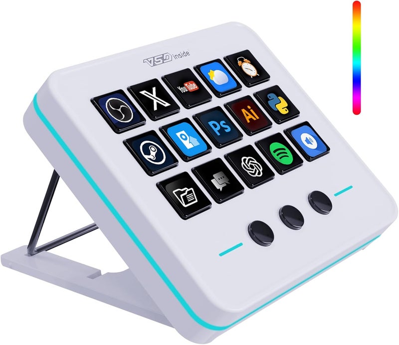 VSDINSIDE Macro Keypad, Stream Controller Deck Gaming Streaming Shortcut Keyboard, 18 Programmable Keys Customizable Visual AI Pad USB Soundboard for OBS, YouTube, Desk Office Setup, Laptop, PC, Mac - Image 1
